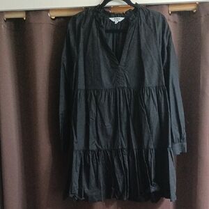 BB Dakota Black Long Sleeve V-Neck Sundress